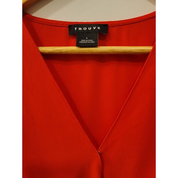 Trouve Red Blouse Cross Front Blouse - Picture 3 of 5